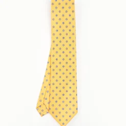 Yellow Sartorial Classic Silk Tie - Large Flower Pattern