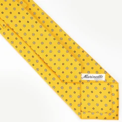Yellow Sartorial Classic Silk Tie - Small Flower Pattern