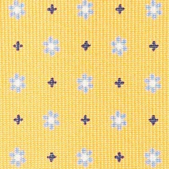 Yellow Sartorial Classic Silk Tie - Small Flower Pattern