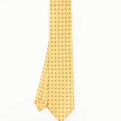 Yellow Sartorial Classic Silk Tie - Small Flower Pattern