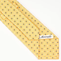 Yellow Sartorial Classic Silk Tie - Small Flower Pattern