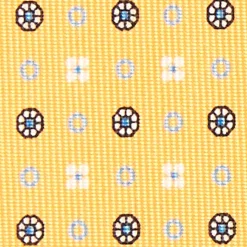 Yellow Sartorial Classic Silk Tie - Small Flower Pattern