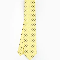 Yellow Sartorial Classic Silk Tie - Small Flower Pattern