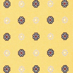 Yellow Sartorial Classic Silk Tie - Small Flower Pattern
