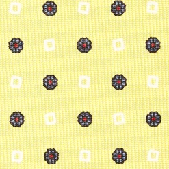 Yellow Sartorial 7 Cm Silk Tie - Small Flower Pattern