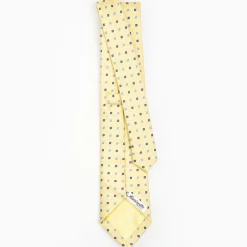 Yellow Sartorial Jacquard Silk Tie - Small Flower Designs