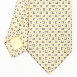 Yellow Sartorial Jacquard Silk Tie - Large Flower Pattern