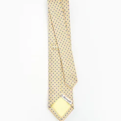 Yellow Sartorial Jacquard Silk Tie - Large Flower Pattern