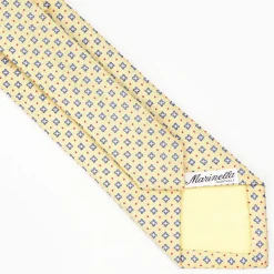 Yellow Sartorial Jacquard Silk Tie - Large Flower Pattern