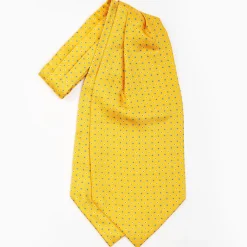 Yellow Silk Ascot Tie - Small Flower Designs