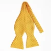 Yellow Silk Bowtie To Self-Tie - Small Flower Pattern