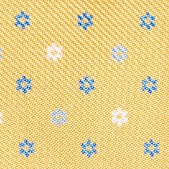 Yellow Silk Bowtie To Self-Tie - Small Flower Pattern