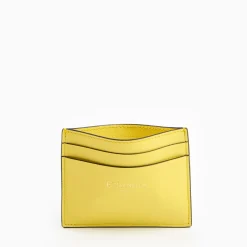 Yellow Small Credit Card Holder In Soft Leather