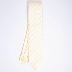 Yellow Striped Satin Silk Ceremony Tie