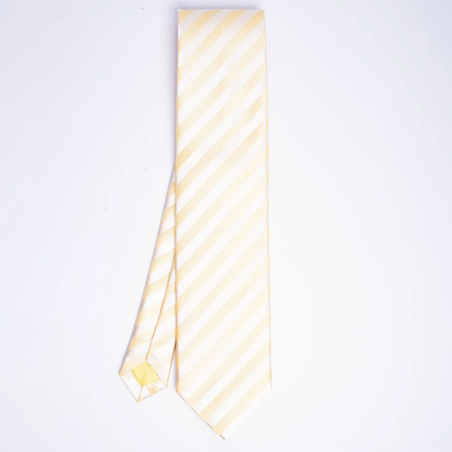 Yellow Striped Satin Silk Ceremony Tie