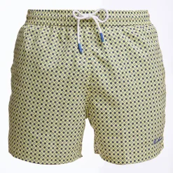 Yellow Swim Short - Small Flower Pattern