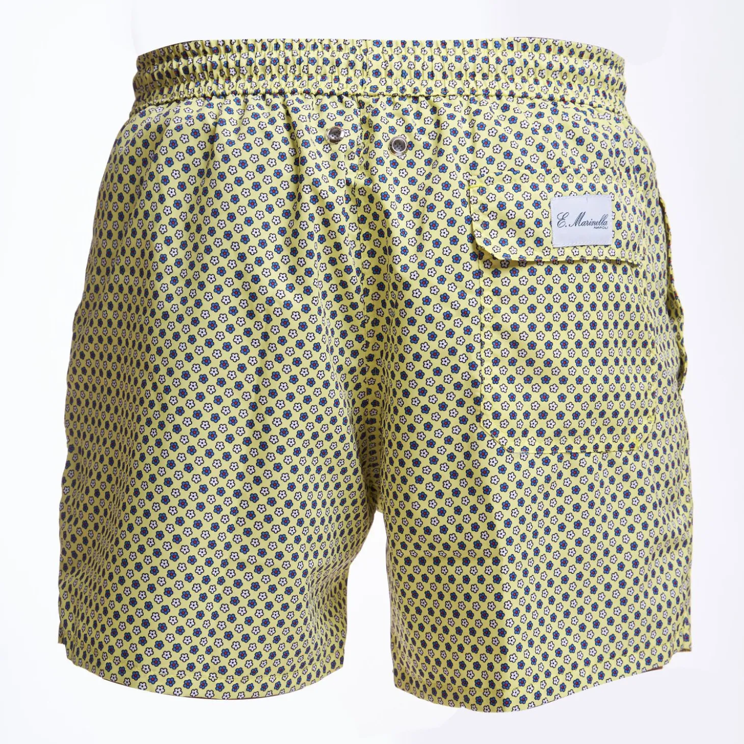 Yellow Swim Short - Small Flower Pattern