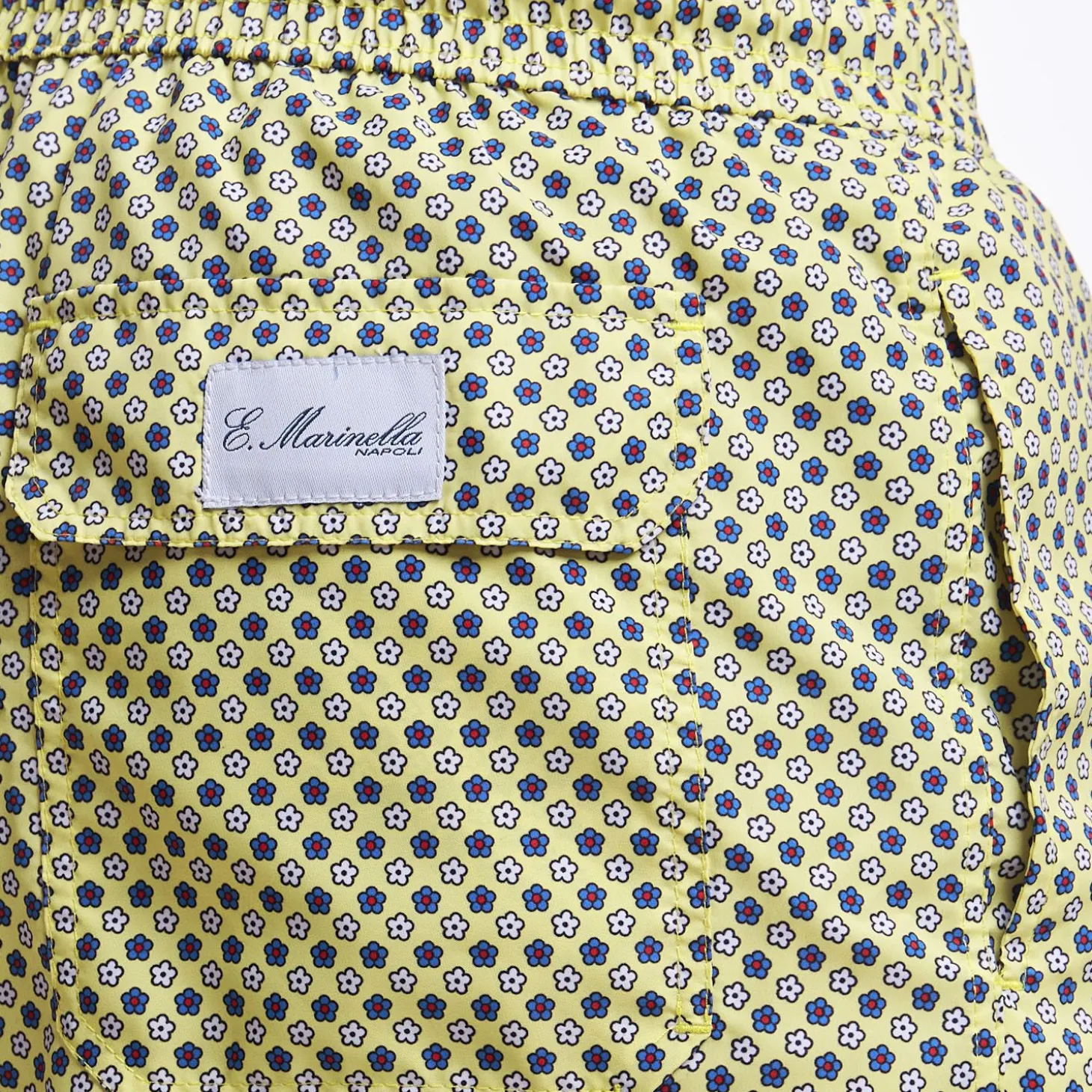 Yellow Swim Short - Small Flower Pattern