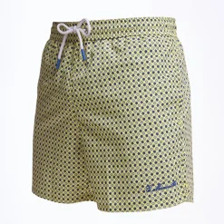 Yellow Swim Short - Small Flower Pattern