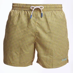Yellow Swim Short - Small Flower Pattern