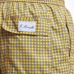 Yellow Swim Short - Small Flower Pattern