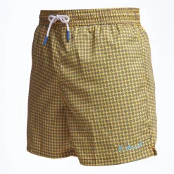 Yellow Swim Short - Small Flower Pattern