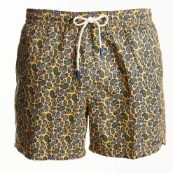 Yellow Swim Shorts- Paisley Pattern