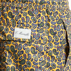 Yellow Swim Shorts- Paisley Pattern